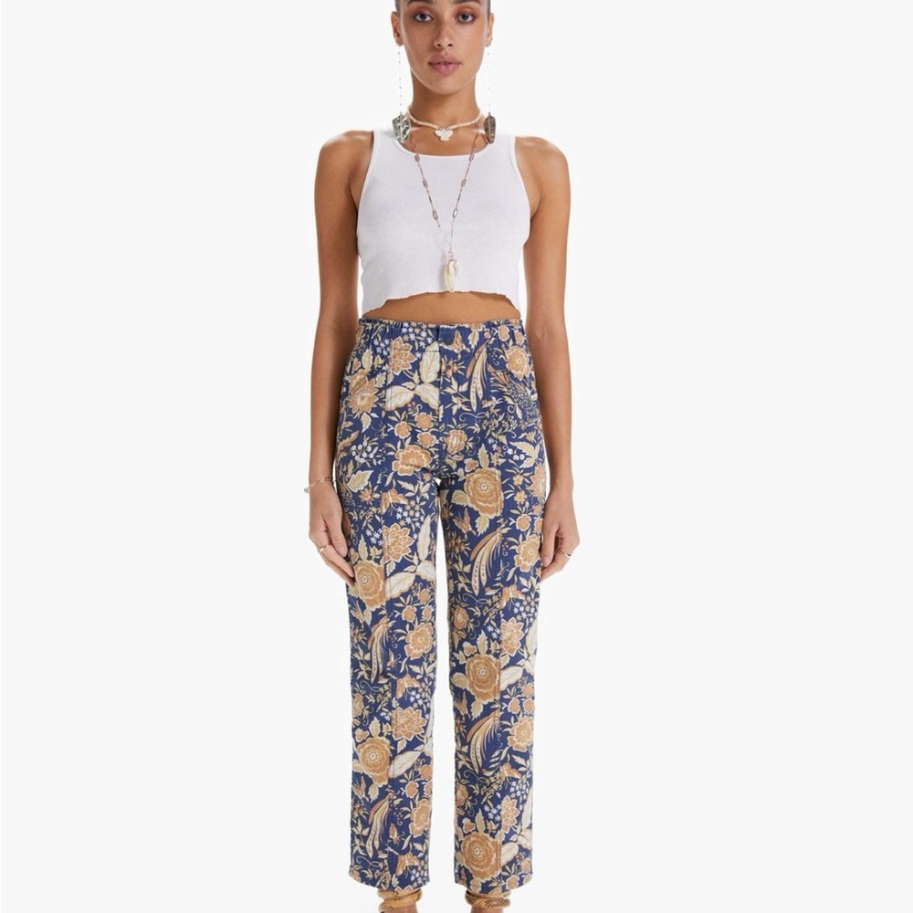 MOTHER Floral Pants with Paper bag waist